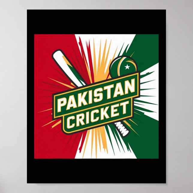 Affiche Maillot de cricket pakistanais Drapeau de cricket  (Devant)