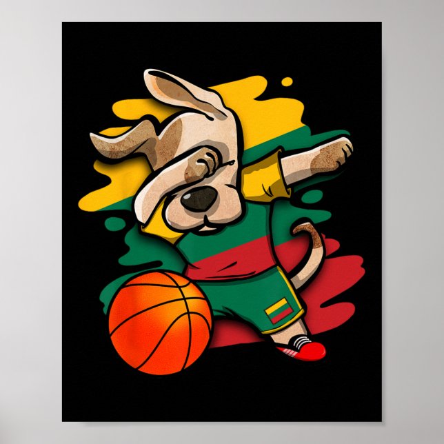 Affiche Maillot de fans de Dabbing Dog Lituanie Sketll Lit (Devant)
