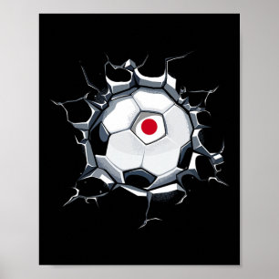 Affiche Maillot de fans de football japonais Cr drapeau ja