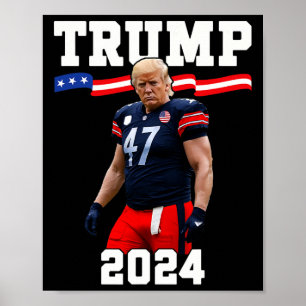 Affiche Maillot de footbyll Trump 47 2025 Drapeau américai