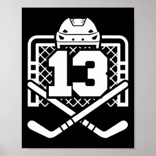 Affiche Maillot de hockey numéro 13 Drôle de joueur de hoc