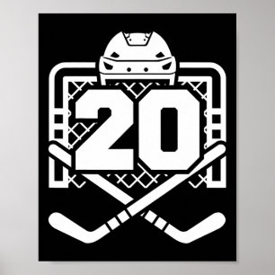Affiche Maillot de hockey numéro 20 Drôle de joueur de hoc