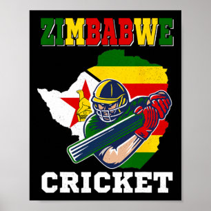 Affiche Maillot de joueur de cricket du Zimbwe avec drapea