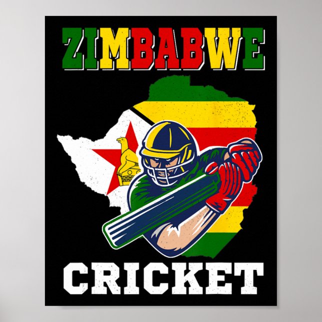 Affiche Maillot de joueur de cricket du Zimbwe avec drapea (Devant)