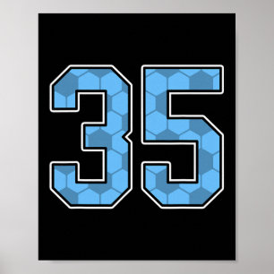 Affiche Maillot de joueur de football bleu motif numéro 35