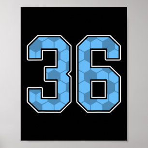 Affiche Maillot de joueur de football bleu motif numéro 36