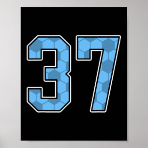 Affiche Maillot de joueur de football bleu motif numéro 37