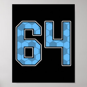 Affiche Maillot de joueur de football bleu motif numéro 64