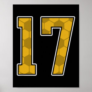 Affiche Maillot de joueur de football or motif numéro 17 u