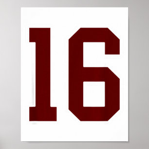 Affiche Maillot de joueur Marron et Blanc Numéro 16 Unifor