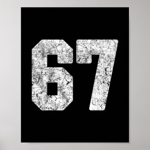 Affiche Maillot de joueur numéro 67 blanc en détresse Unif