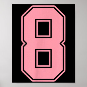 Affiche Maillot de joueur rose numéro 8 uniforme #8 