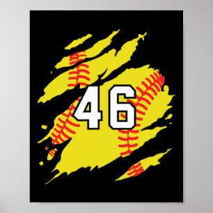 Affiche Maillot de softball numéro #46 Joueur de sport Fan