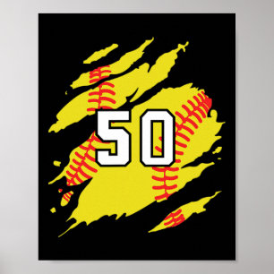 Affiche Maillot de softball Numéro #50 Joueur de sport Fan