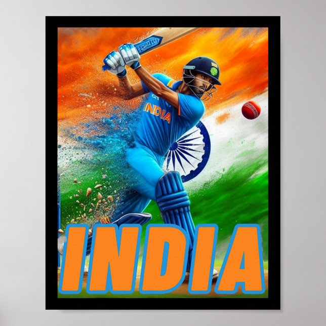 Affiche Maillot de soutien de cricket d'Inde - F de cricke (Devant)