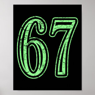 Affiche Maillot de sport vert menthe numéro 67 distressé