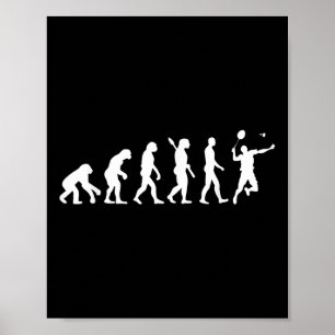Affiche Maillot de Tee Badminton Evolution Drôle Raquettes