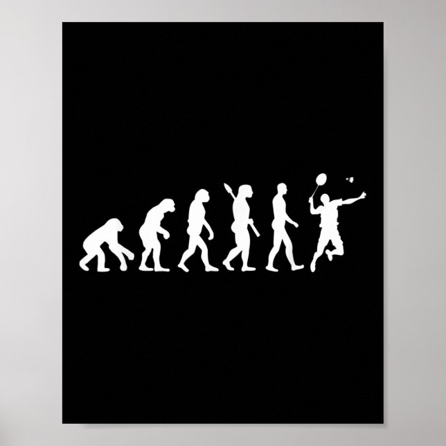 Affiche Maillot de Tee Badminton Evolution Drôle Raquettes (Devant)