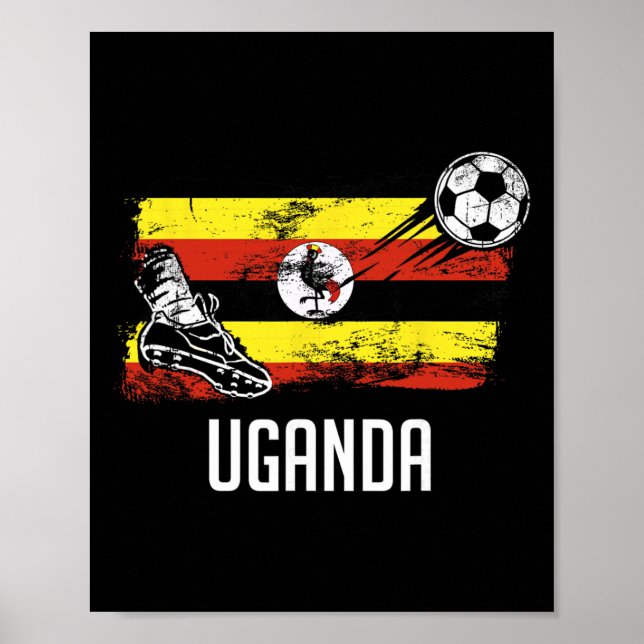 Affiche Maillot Drapeau Ouganda Équipe De Football Ouganda (Devant)