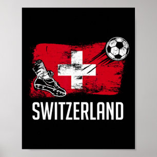 Affiche Maillot Drapeau Suisse Équipe De Football Suisse S