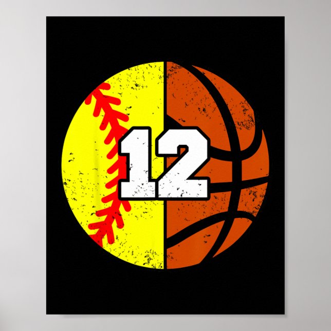 Affiche Maillot Numéro 12 Softll Sketll Anniversaire Drôle (Devant)