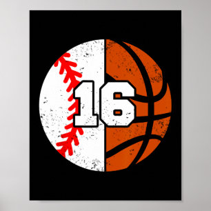 Affiche Maillot Numéro 16 Sketll Drôle 16e Anniversaire