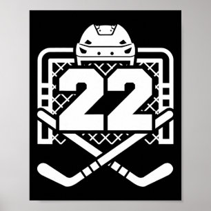 Affiche Maillot numéro 22 de hockey drôle de joueur de hoc