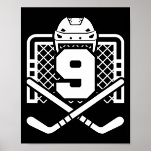 Affiche Maillot numéro 9 de hockey drôle de joueur de hock