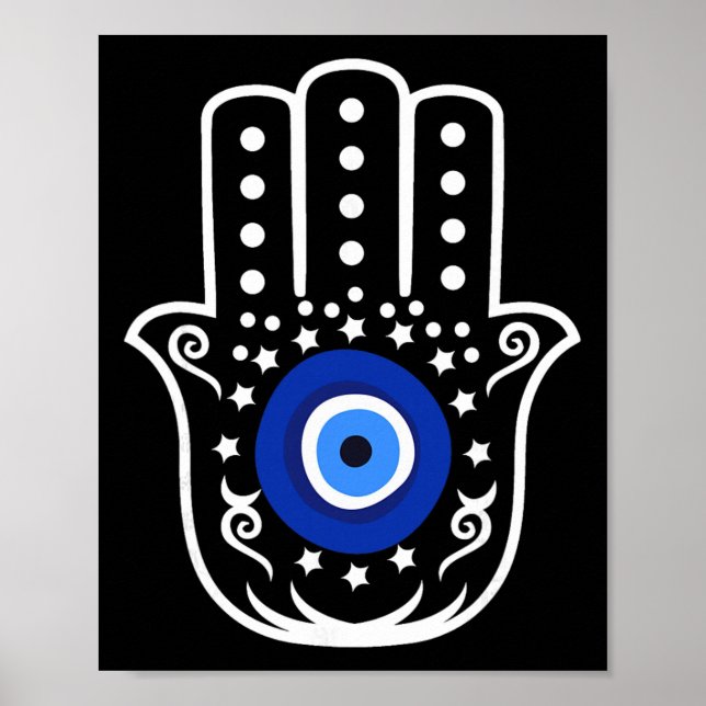 Affiche Main de Hamsa Fatima Oeil de Tigre Turc Protection (Devant)