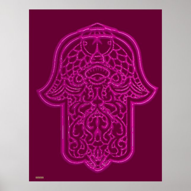 Affiche Main de Hamsa (rose) (Devant)