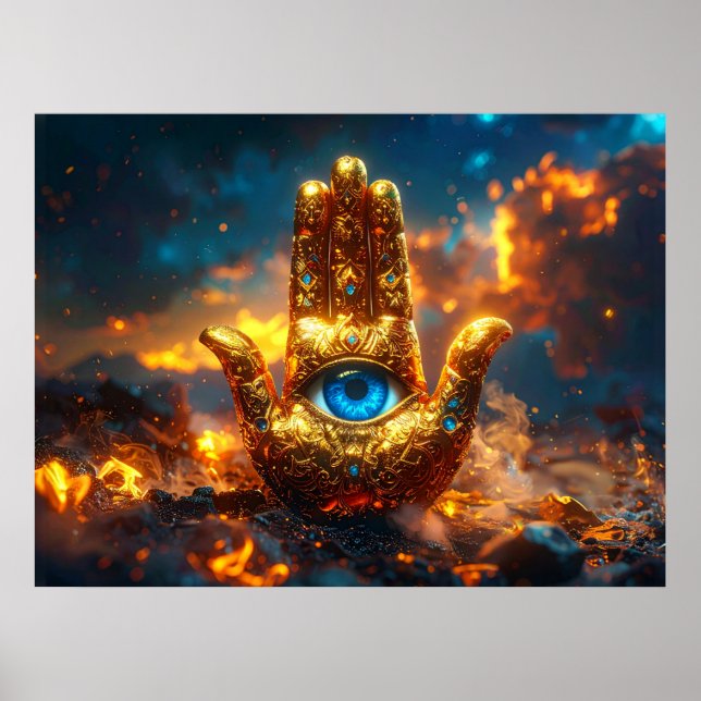 AFFICHE MAIN DE HAMSA - ZEN BOUDDHISME (Devant)