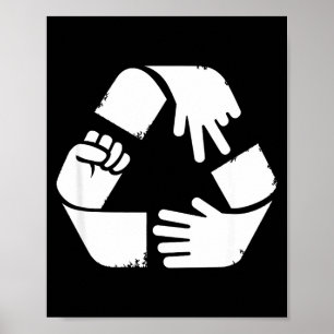 Affiche Main de papier pierre ciseaux symbole de recyclage