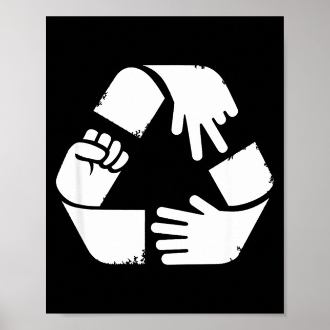 Affiche Main de papier pierre ciseaux symbole de recyclage (Devant)