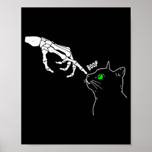 Affiche Main de squelette Boop sur le nez d'un chat Hallow