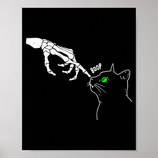 Affiche Main de squelette Boop sur le nez d'un chat Hallow (Devant)