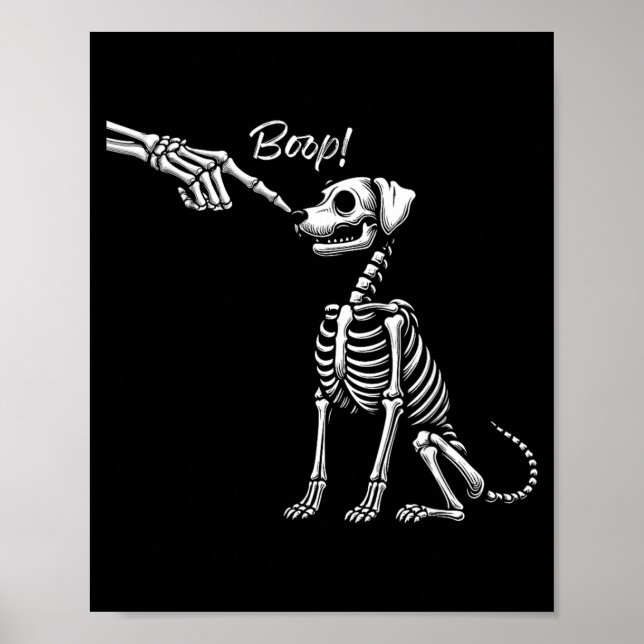 Affiche Main de squelette caressant un chien Chiot mignon  (Devant)