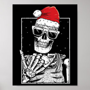 Affiche Main de squelette Rock Halloween Noël Rock Musique