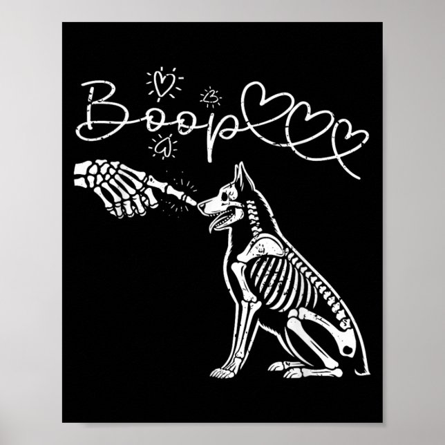 Affiche Main de squelette touchant le nez de Bergers allem (Devant)