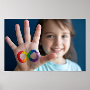 Affiche Main d'enfant automatique avec symbole d'infini ar
