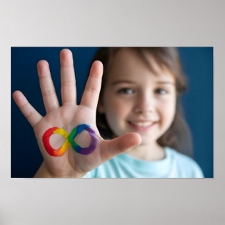 Affiche Main d'enfant automatique avec symbole d'infini ar