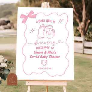 Affiche Main Drawn Girl a Baby est en train de brasser Aff