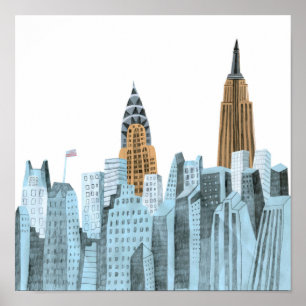 Affiche Main Drawn New York City, New York