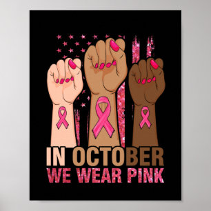Affiche Main En octobre nous portons le cancer du sein ros