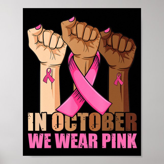 Affiche Main En Octobre Nous Portons Pink Breast Cancer Aw (Devant)