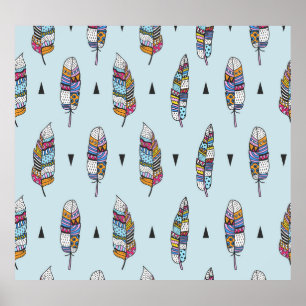 Affiche Main en plume style Boho tirée