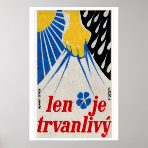 Affiche Main jaune tenant la foudre bleue Tchécoslovaquie