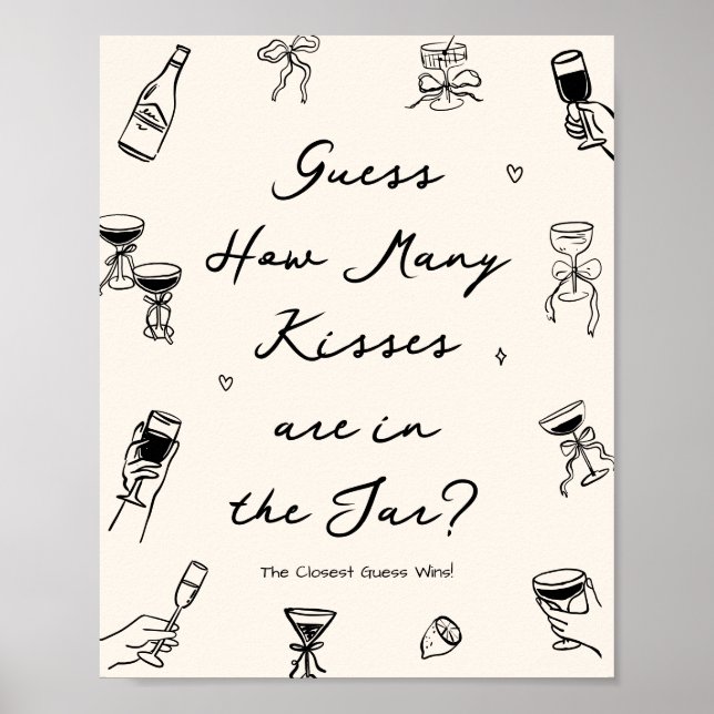 Affiche Main Noire Dessinée Mariage Devinez Combien (Devant)
