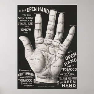 Affiche Main ouverte, chiromancie