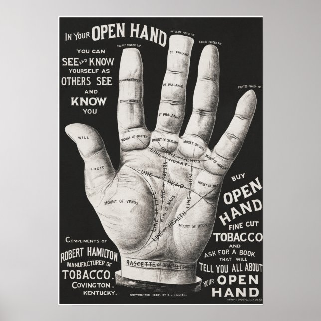 Affiche Main ouverte, chiromancie (Devant)