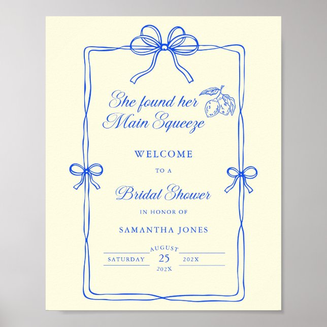Affiche Main Squeeze Lemons Bridal Shower Welcome Sign (Devant)